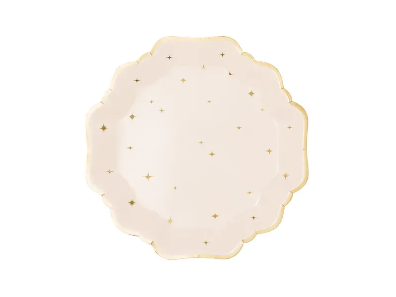 Assiette Beige – Etoiles Or – Lot de 6
