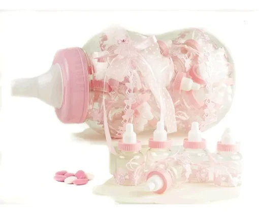 Biberon dragées rose- Lot de 30 + Grand biberon tirelire – Image 2